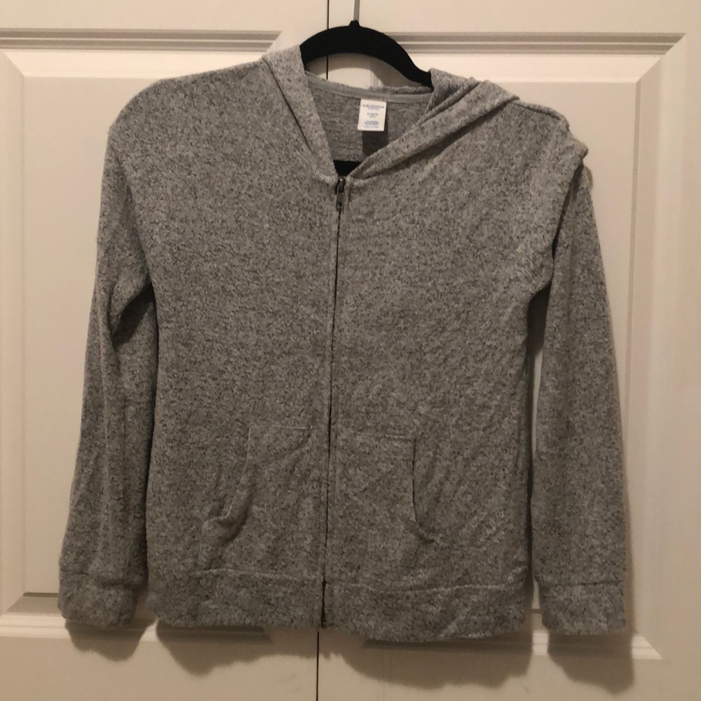 gray zip up sweater/sweatshirt